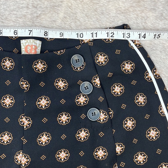 GB Gianni Bini | High Waist Black Plazzo Pants w/Gold Pattern & White Pi… - Picture 7 of 12